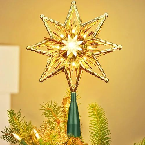 Vista 12 de ODEETRONIC Luces de Estrella para la Punta del Árbol de Navidad, 9.5 pulgadas con Certificación UL Estrella 3D para la Punta del Árbol, de Doble