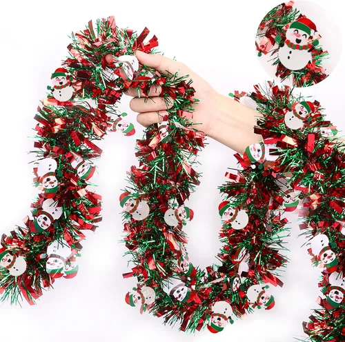 Vista 9 de Guirnalda de oropel azul metálica de 33 pies para árbol de Navidad, guirnalda brillante con torsión para decoraciones de árbol de Navidad, guirnalda