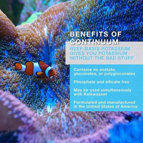 Vista 3 de Continuum Aquatics Reef Basis Potassium - Suplemento iónico concentrado de potasio para todos los acuarios marinos de peces y arrecifes, 2 litros