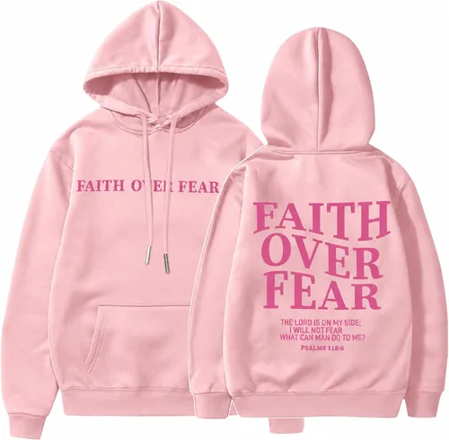 Vista 25 de BANGELY Sudadera Fe Sobre el Miedo para Mujeres, Sudadera Cristiana con Gráfico, Dichos Religiosos Cristianos, Jersey de Biblia, Tops de Pullover
