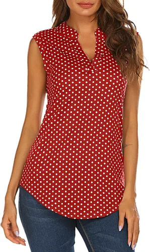 Vista 3 de Halife - Blusa larga sin mangas con estampado floral para mujer, con cuello en V, tipo túnica