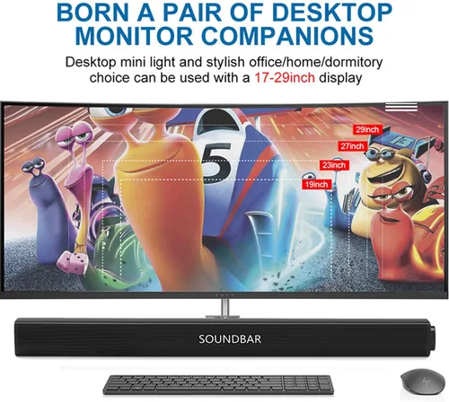 Vista 6 de Barra de sonido portátil para TV/PC, exterior/interior con cable e inalámbrico Bluetooth 5.0 altavoz con control remoto y cable óptico, barra