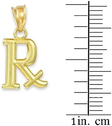 Vista 2 de Colgante de oro de 10 quilates con símbolo de prescripción Rx, Oro amarillo