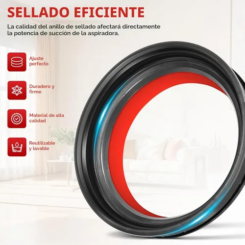 Vista 6 de Parte del contenedor de polvo - Anillo de sellado de repuesto compatible con aspiradora Dyson Cyclone V10 SV12, parte de copa de suciedad