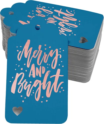 Vista 63 de Etiquetas colgantes con texto en inglés "Merry and Bright" (50 unidades)