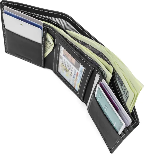 Vista 6 de Timberland Mens Leather Trifold Wallet with Id Window