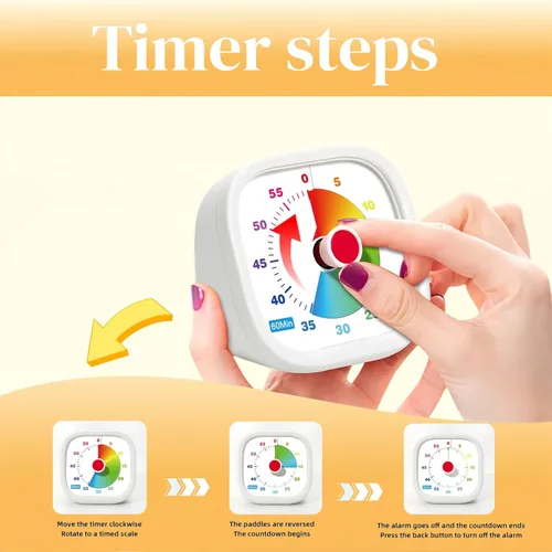 Vista 5 de Temporizador visual para niños, temporizador de cuenta regresiva de 60 minutos para cocina, oficina, aula, hogar, estudio, recordatorio de tareas