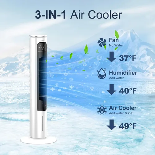 Vista 4 de Unidad de aire acondicionado portátil sin ventanas con control remoto, enfriador de aire evaporativo sin ventilación de 37 pulgadas, enfriador