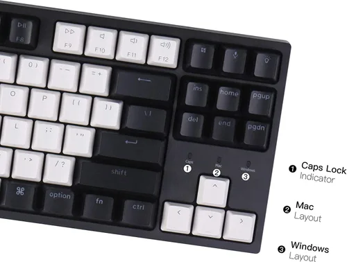 Vista 6 de Keychron Teclado mecánico con cable C1 de 87 teclas, cable USB tipo C, teclas ABS de doble disparo, teclado mecánico para juegos, interruptor