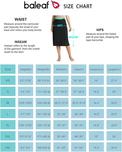 Vista 7 de BALEAF Faldas de natación largas de 28 pulgadas de longitud media para mujer con leggings, modesta falda tankini de cintura alta UPF 50+
