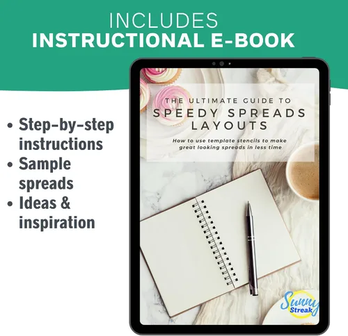 Vista 5 de Speedy Spreads - Plantillas de diario (diseños semanales #1), plantillas x6 para cuaderno de cuadrícula de puntos A5, ahorra tiempo en diseños