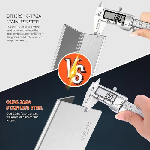 Vista 7 de QuliMetal 44.5 cm SUS304 Barras Aromatizadoras y Deflectores de Calor para Parrillas Weber Genesis 300 Series, Compatibles con Genesis E310 E320