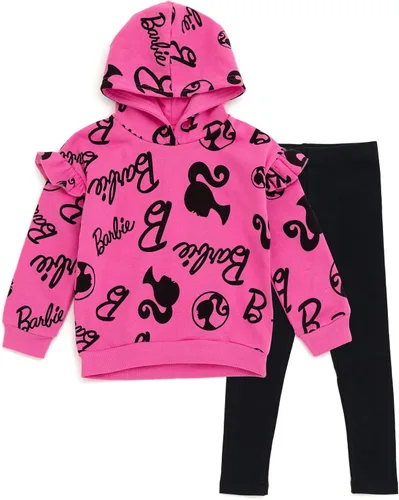 Vista 11 de Conjunto de sudadera con capucha de forro polar y leggings para niñas Barbie, desde niños pequeños hasta niños grandes (2T - 18-20)