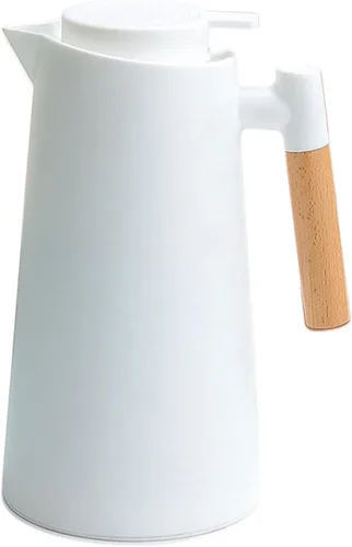 Vista 10 de Jarra térmica de doble pared de 1 litro, olla térmica al vacío con mango de madera, hervidor de agua, frasco aislado, jarra de té que mantiene