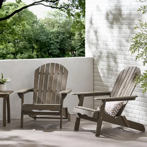 Vista 2 de Christopher Knight Home Hanlee - Sillas plegables Adirondack de madera, juego de 2 piezas, acabado gris