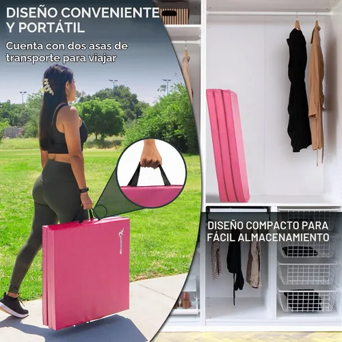 Vista 5 de ProsourceFit - Esterilla de ejercicios plegable de 3 pliegues - Rosa