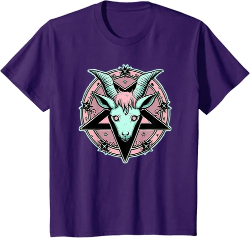 Vista 61 de Camiseta Kawaii Paste Creepy Goat Pentacle, Negro