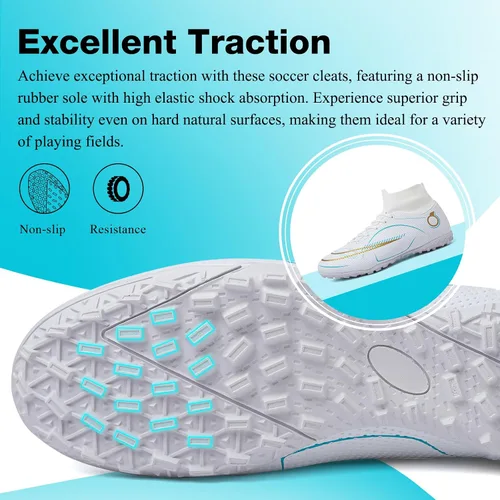 Vista 3 de GRESKY Zapatos de fútbol para hombre y mujer, zapatos de fútbol para niño grande AGTF