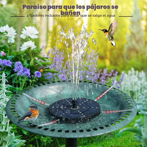 Vista 2 de Fuentes Solares para Baño de Pájaros Mejoradas, Bomba de Fuente de Agua Solar de 4W con Batería de 4000, 7 Boquillas y 4 Fijos, Luces LED Coloridas