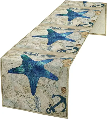 Vista 18 de Camino de mesa de lino de algodón, cuchillo de cocina occidental, tenedor, colección de mesa rectangular, desierto salvaje oeste americano