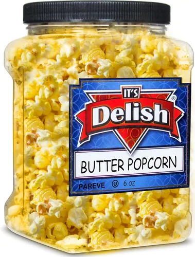 Vista 9 de Palomitas de maíz gourmet con sabor a plátano amarillo de It's Delish, envase jumbo de 16 oz Snack de pop corn aireado a granel - Temática frutal