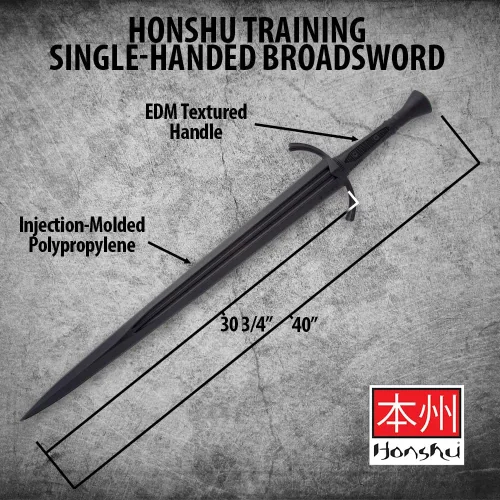 Vista 2 de Honshu Espada Ancha de Entrenamiento de Polipropileno Premium de Una Sola Mano Arma de Práctica Prácticamente Irrompible Mango Texturizado 40