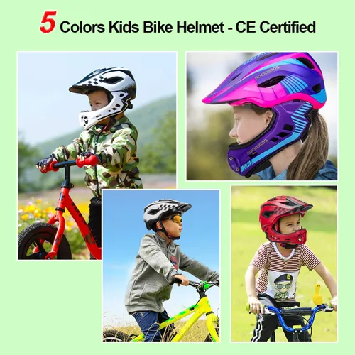 Vista 5 de ROCKBROS Casco integral para niños Cascos de bicicleta para niños Casco ligero de bicicleta de montaña para niños pequeños Desmontable para MTB BMX