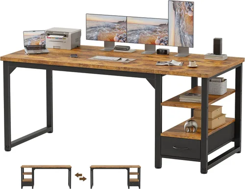 Vista 76 de Mericonia Escritorio para computadora, escritorio de juegos para espacios pequeños, mesa de estilo moderno y simple para oficina en casa, mesa
