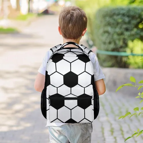 Vista 2 de Sharecolor Mochilas de fútbol para niños, mochila grande y bonita para la escuela, mochila ligera blanca para niños, 1-1Soccer