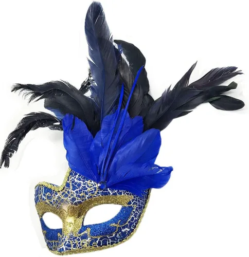 Vista 2 de Máscara de plumas para mascarada, máscara para Halloween, Mardi Gras, fiesta de disfraces