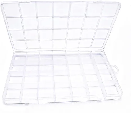 Vista 17 de IOOLEEM Caja organizadora de cuentas de plástico de 15 rejillas, caja de almacenamiento de contenedores, divisores para artes y manualidades