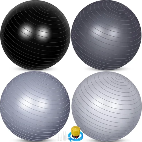 Vista 11 de Leyndo 4 pelotas de ejercicio de yoga de 26 pulgadas, para pilates, embarazo, parto, fitness, con bomba rápida, antiestallido, para mejorar