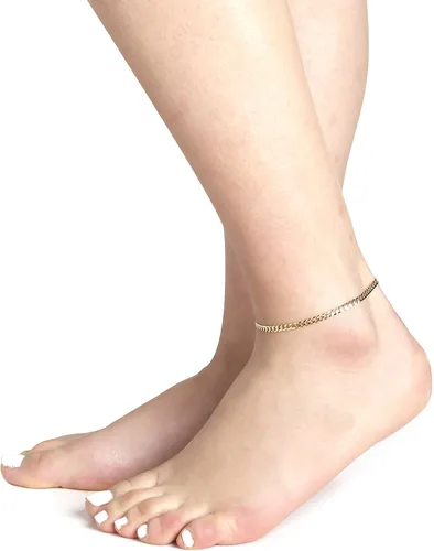 Vista 2 de Floreo 10k Fine gold 4mm Curb Cuban Chain Bracelet and Anklet