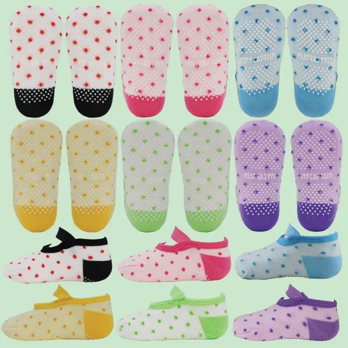 Vista 8 de Tiny Captain Calcetines antideslizantes con correa para niñas de 0 a 7 años de edad, calcetines de 1 año