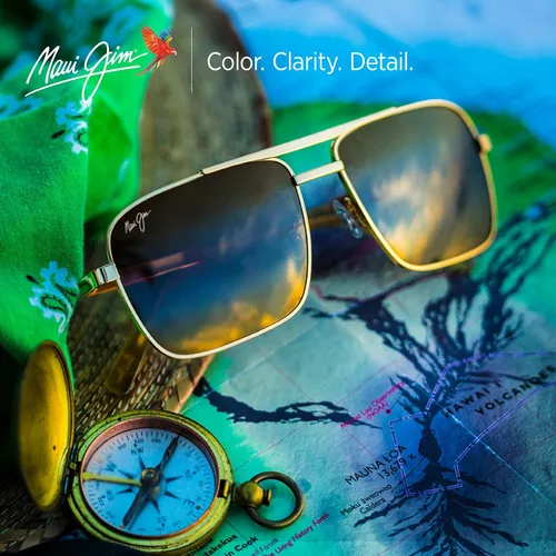 Vista 2 de Maui Jim Gafas de sol polarizadas de aviador brújula para hombre