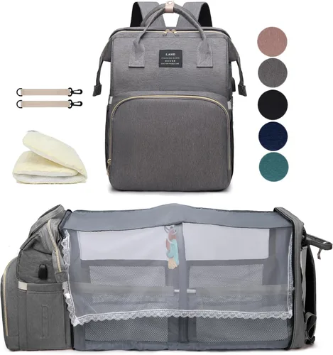 Vista 19 de houscly Mochila para pañales con cambiador: bolsas de bebé de viaje negras para niñas y niños, pañaleras para bebe, artículos esenciales para recién