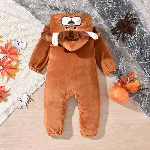 Vista 2 de fioukiay Mameluco de animal para bebé niño y niña, ropa de una pieza con capucha para otoño e invierno