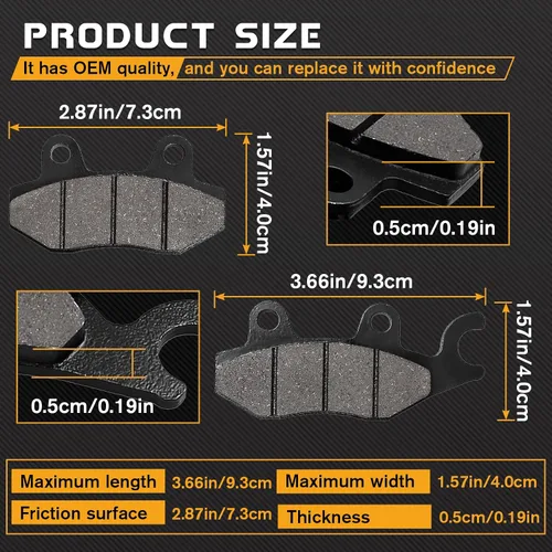 Vista 2 de LOCOPOW Pastillas de Freno para Kawasaki Teryx 4 800 750 KRT KRF Brute Force 650 750 KLR650 KL650 Bayou 300 400 Mule Pro 820 1000 Delanteras Traseras