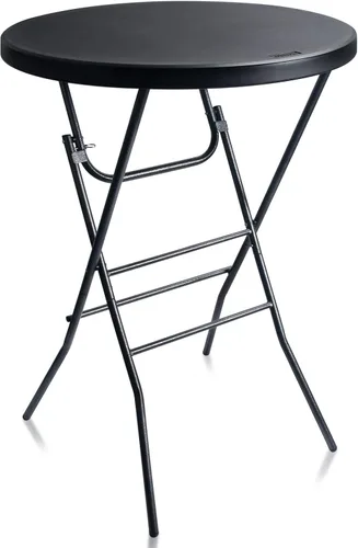 Vista 12 de Byliable Mesa de cóctel redonda de 24 pulgadas, mesa de bistró plegable de altura alta con patas extraíbles, plástico portátil para interiores