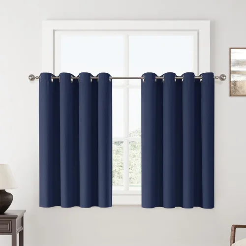 Vista 86 de ChrisDowa Cortinas 100% Opacas de Abedul Sólido de 45 Pulgadas de Largo, 2 Paneles para Dormitorio y Sala de Estar, Estilo Granja Oscurecedoras
