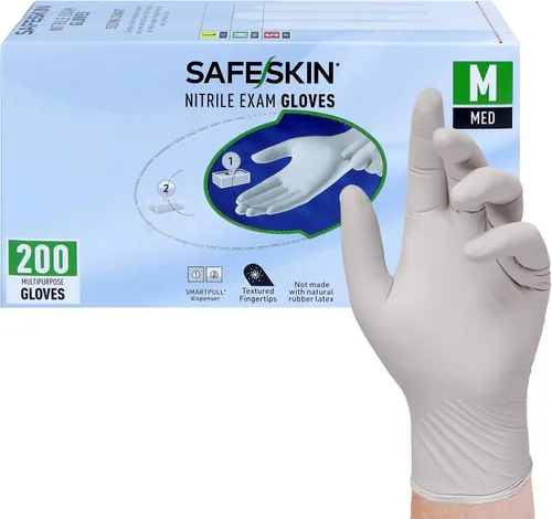 Vista 12 de SAFESKIN Nitrile Exam Gloves Disposable - 3.5 Mil, Gray, Powder Free Gloves for Medical, Dental, Cleaning, Cooking