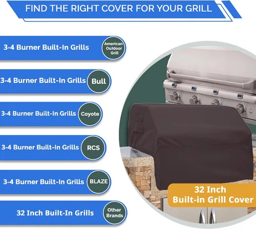 Vista 3 de Covers & All Cubierta de parrilla integrada para parrilla al aire libre – Resistente 18 oz impermeable cubierta de parrilla de barbacoa incorporada