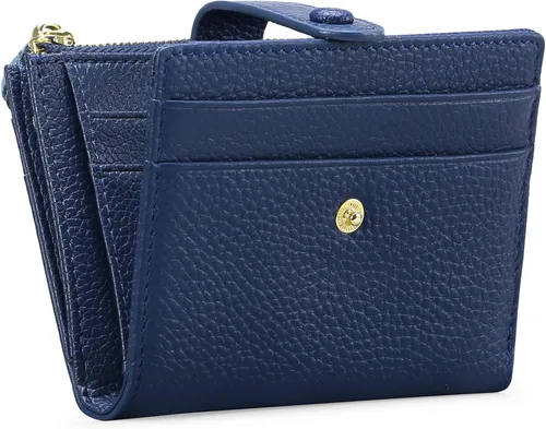 Vista 15 de FALAN MULE - Carteras pequeñas para mujer con bloqueo RFID, piel auténtica, cartera plegable delgada con cremallera y monedero para monedas