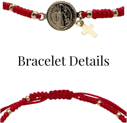 Vista 3 de St Benedict Medal Adjustable Red String Pulsera San Benito