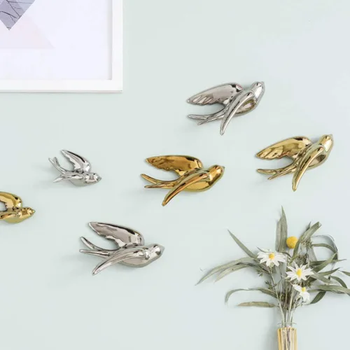 Vista 7 de BESPORTBLE 1 estatua de pájaro para colgar en la pared, decoración de pared de cerámica, adorno de estilo nórdico para decoración, diseño de ahorro