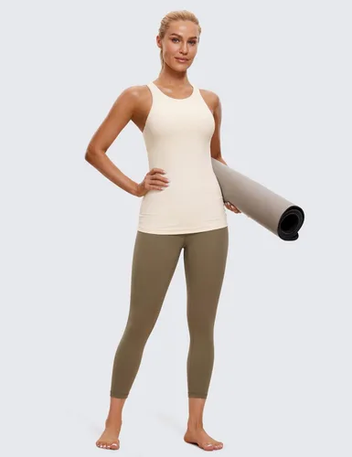Vista 3 de CRZ YOGA Butterluxe Camisetas sin Mangas de Cuello Alto para Mujeres - Espalda Cruzada Entrenamiento Acolchada Yoga Atlética Camisola con Sujetador