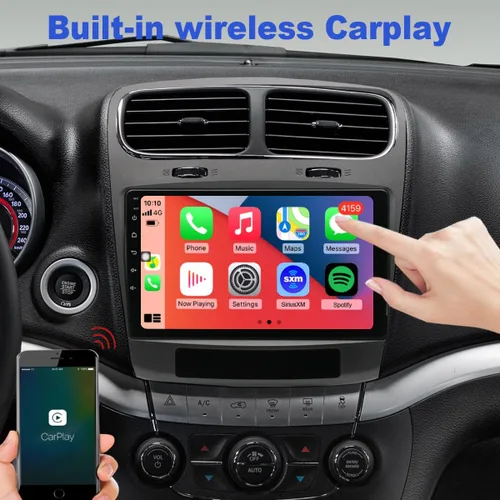 Vista 4 de Para Dodge Journey Radio Upgrade 2011-2019, pantalla táctil QLED estéreo, CPU de 8 núcleos, Carplay Android Auto listo, mantiene el control
