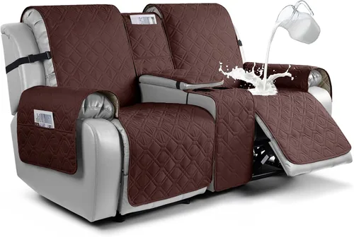 Vista 8 de VANSOFY Funda para Sofá de Dos Plazas Reclinable con Consola 100% Impermeable Fundas de Sofá Antideslizantes Funda de Sofá Reclinable Dividida Azuree