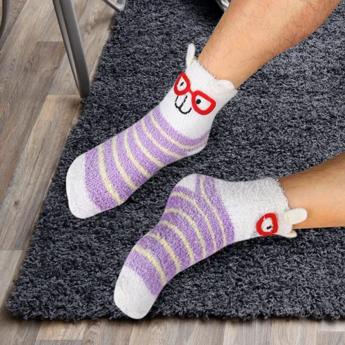 Vista 6 de Calcetines mullidos para hombre, unisex, lindos animales, acogedores, divertidos, esponjosos, cálidos, de invierno, de felpa, para dormir, regalos