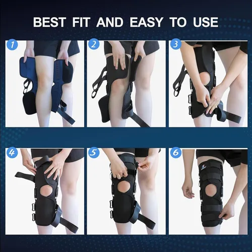 Vista 6 de Rodillera con Bisagras, Rodillera Mejorada para Hombres y Mujeres de 16 Pulgadas de Alto, Rodilleras para Dolor de Rodilla con Bisagras Dobles